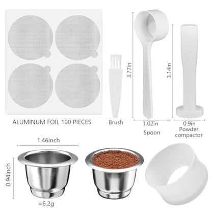 Image 2 of Supvox Reusable Coffee Pod, for Nespresso, Steel, 100 Foil Covers