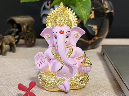 Image 16 of MUKUTGOLDPINK for the product Gold Art India Ceramic Ganesh Idol