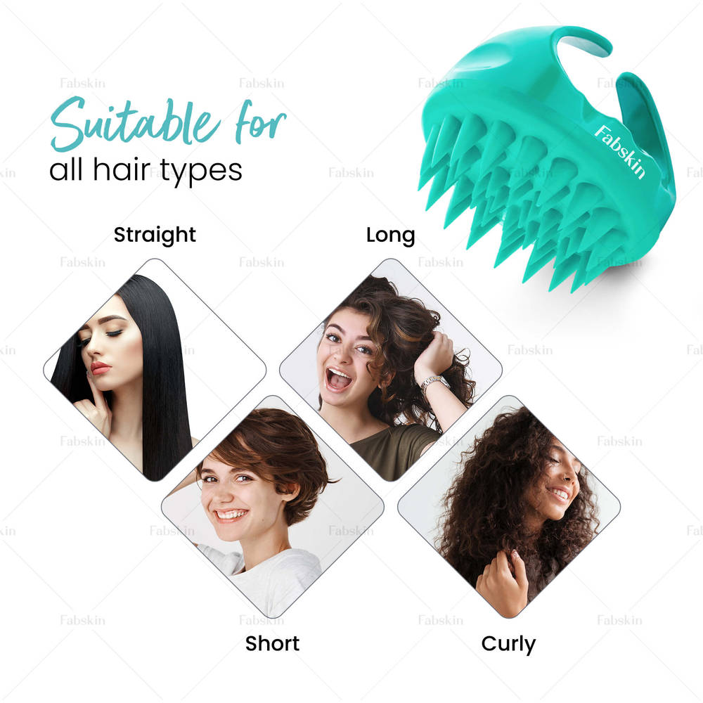 Image 4 of Fabskin Hair Scalp Massager & Shampoo Hair Brush - Aqua Green