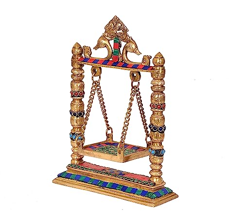 Image 3 of AONA Brass Swing Jhula for Ladoo Gopal Idol Krishna Statue