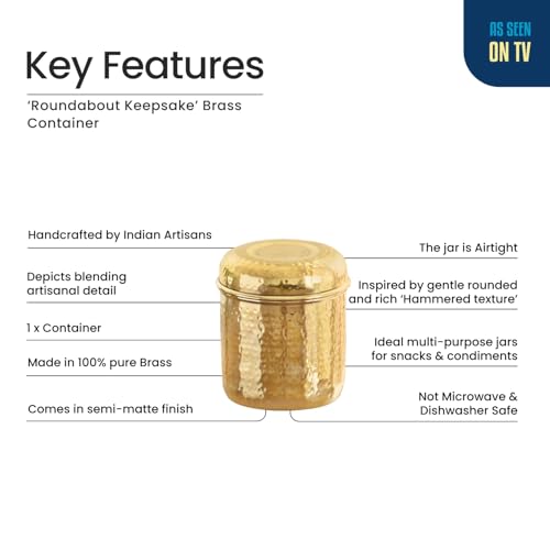 Image 4 of ExclusiveLane Roundabout Keepsake Multi-Utility Storage Brass Jar & Container 850 ml