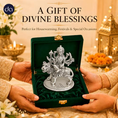 Image 3 of Dev Aastha 999 Silver Plated Durga Maa Idol- 4.2 Inch