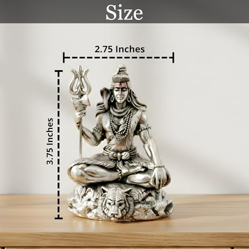 Image 3 of Dev Aastha Premium Silver-Plated Lord Shiva Idol 3.75 Inch