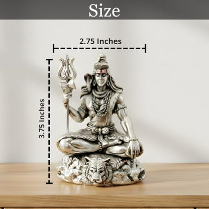 Image 3 of Dev Aastha Premium Silver-Plated Lord Shiva Idol 3.75 Inch