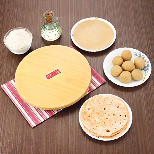 Image 2 of HAZEL Wooden Polpat Roti Roller Combo, Wood, Brown, Set of 2