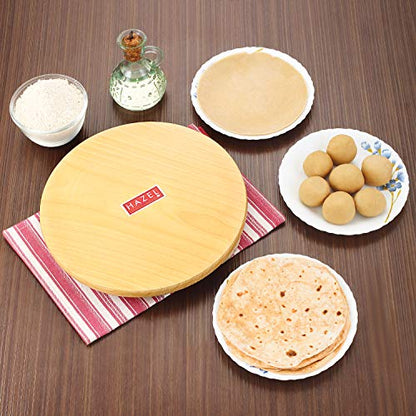 Image 2 of HAZEL Wooden Polpat Roti Roller Combo, Wood, Brown, Set of 2