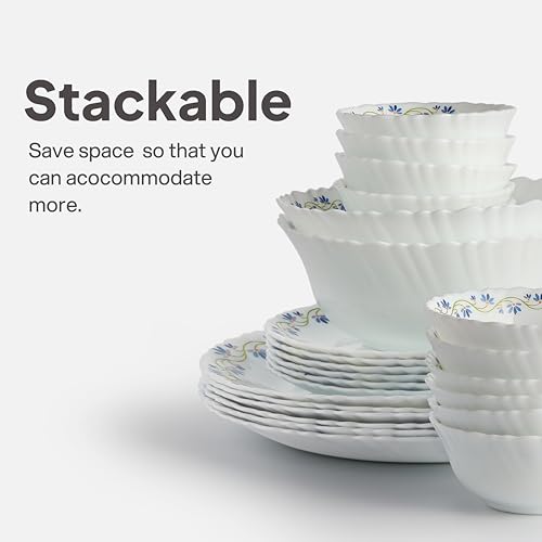 Image 6 of Cello Opalware Dazzle Series Morning Glory Dinner Set, 35 Units