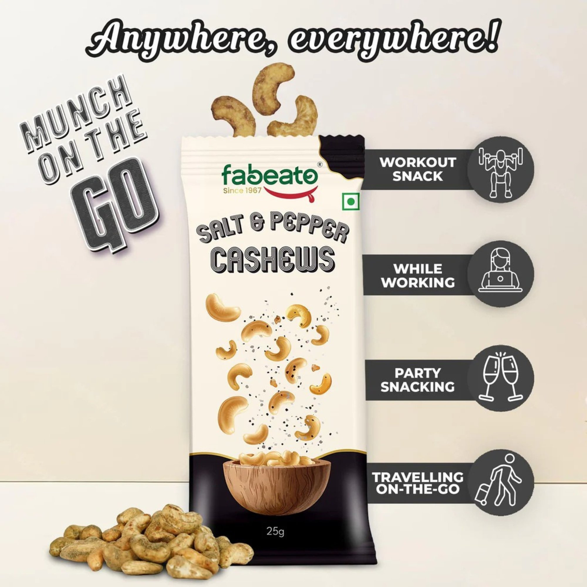 Image 2 of Fabeato Munch on the Go Snack Premium Salt and Pepper Cashews