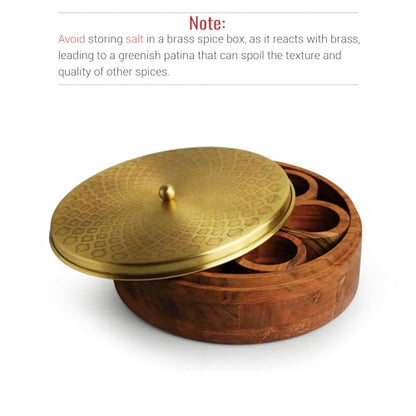Image 4 of ExclusiveLane Mughal Brass & Wooden Spice Box with Spoon 7 Containers 48 gram