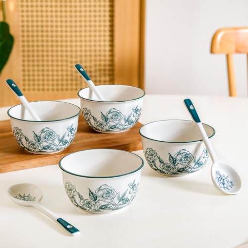 Image 6 of Nestasia Ceramic Soup Bowl with Spoon Set of 4 (400ml Each)
