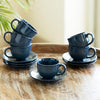 Image 1 of Default Title for the product ExclusiveLane Ocean Ripples Ceramic Tea Cup and Saucer Set of 6 120 ml