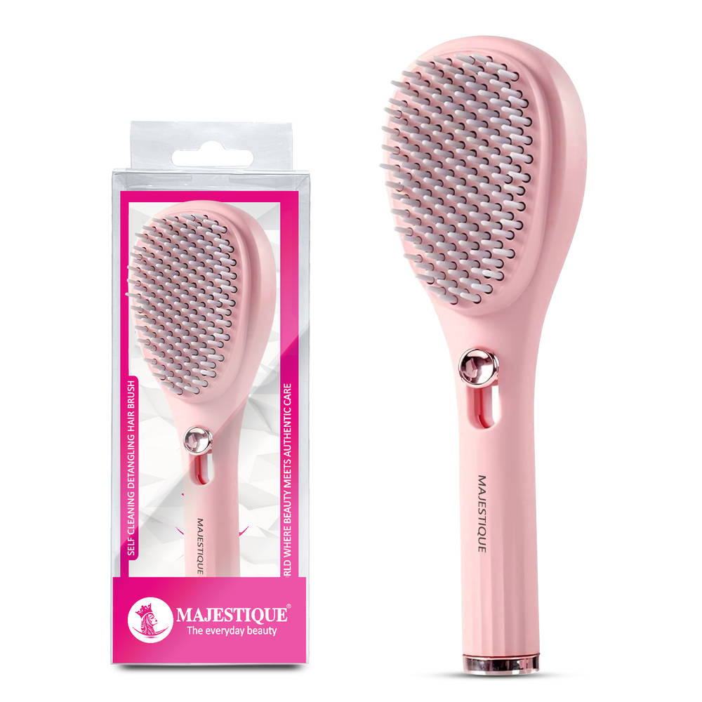 Image 1 of 1 pc for the product Majestique Self Cleaning Detangling Hair Brush - Multicolour