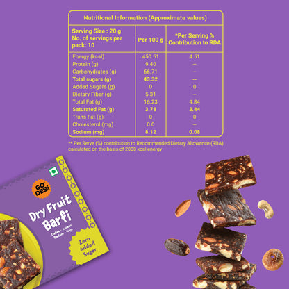 Image 8 of Go desi Dry Fruit Barfi | Made with 93% Dry Fruits