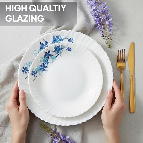 Image 7 of CELLO Blue Swirl Dazzle Series Opalware Dinner Set