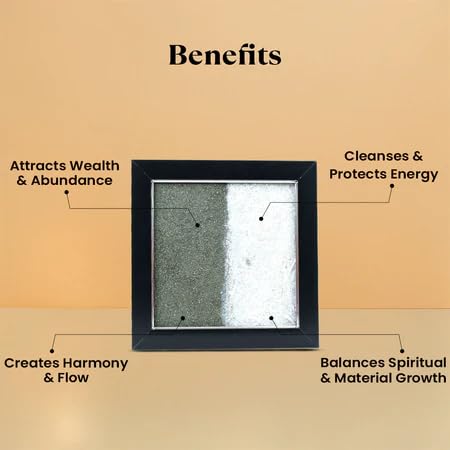 Image 2 of Astrotalk Dhan Varsha Frame with Pyrite & Selenite | Vastu Items for Wealth & Positivity | Wall Decor items Living Room | Raw Pyrite Frame for Wall | Gift for Man & Woman | 19x19x1 cm | 1 Piece