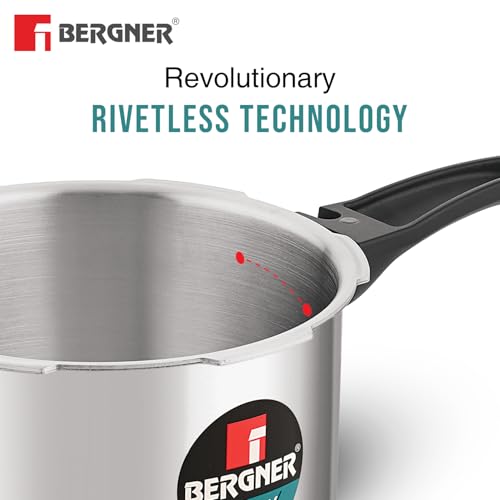 Image 5 of BERGNER Bergner Trimax Triply Stainless Steel Outer Lid Pressure Cooker Multi Combo - 5 L Cooker 3 L Pressure Pan, 2 L Cooker with Glass Lid