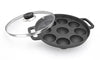 Image 1 of Default Title for the product SOWBAGHYA Pre-Seasoned Cast Iron Paniyaram Pan with Glass Lid (9 Pits)