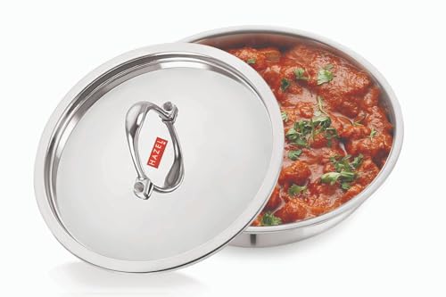 Image 9 of Silver Triply Tasra with Steel Lid / 1.2 Litres for the product HAZEL Triply Stainless Steel Tasla Kadai
