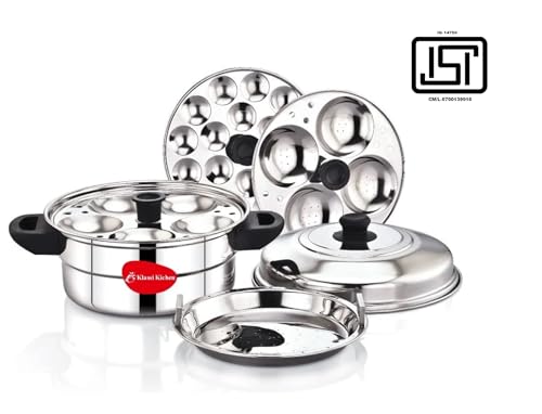 Image 3 of MAHAVIR Induction Compatible Stainless Steel Multi Steamer Pot (9idli, 18mini idli, Silver)
