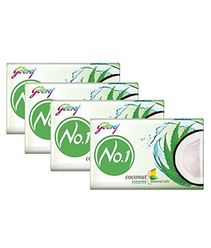 Image 1 of Pack of 1 for the product Godrej No.1 Coconut and Neem Soap - 100 grams (3.5 oz) pack - with natural oils - Pack of 4