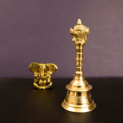 Image 6 of Spillbox Traditional Brass Pooja Bell/Ghanti For Pooja/Worship - 4" Inch Shankchakra