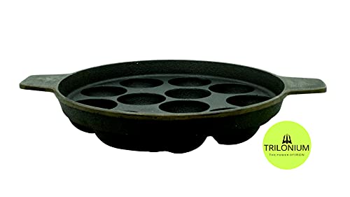 Image 7 of TRILONIUM Triple Seasoned Cast Iron Paddu Tawa 12 Pits 2 Kgs