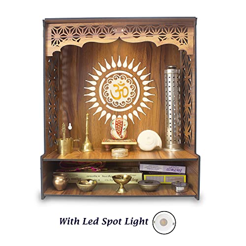 Image 3 of Heartily Shree Beautiful Wooden Pooja Stand for Home Mandir (H- 18, L- 16, W-8.75 Inch)