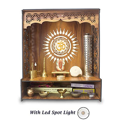 Image 3 of Heartily Shree Beautiful Wooden Pooja Stand for Home Mandir (H- 18, L- 16, W-8.75 Inch)