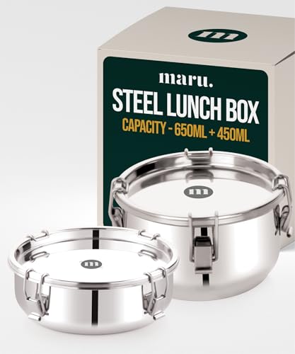 Image 8 of 450ml + 650ml for the product MARU Steel Leakproof Tiffin/Lunch Box
