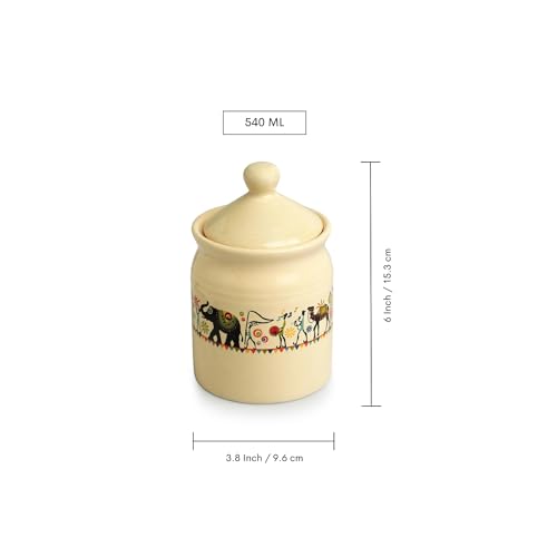Image 7 of ExclusiveLane Elephant Motif Ceramic Pickle Jar with Lid 540 ml