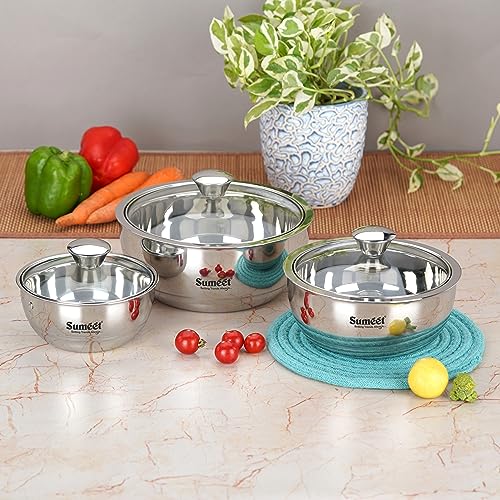 Image 8 of 0.55 l & 1 l & 1.75 l for the product Sumeet Stainless Steel Casserole with Glass Lid