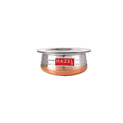 Image 6 of HAZEL Copper Bottom Uruli with Lid, 1300 ML