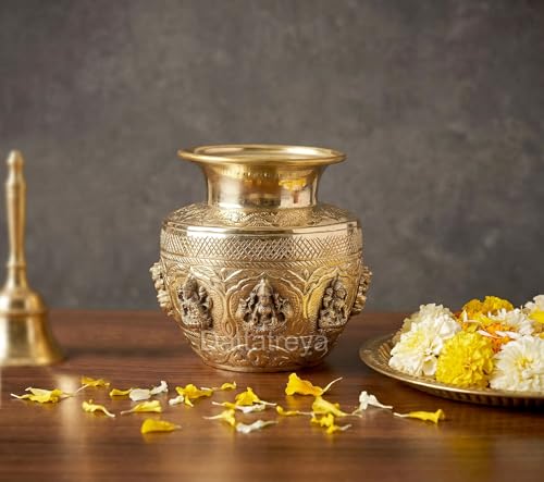 Image 1 of Default Title for the product Dattatreya Brass Ashtalakshmi Kalash Laxmi Lota Decorative Karwa Chauth Diwali Pooja for Home Decor Temple Pooja Mandir Showpiece (Height: 5 Inch)