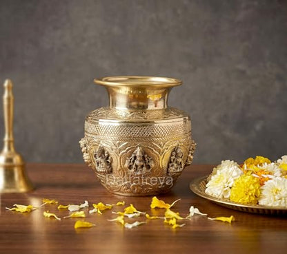 Image 1 of Default Title for the product Dattatreya Brass Ashtalakshmi Kalash Laxmi Lota Decorative Karwa Chauth Diwali Pooja for Home Decor Temple Pooja Mandir Showpiece (Height: 5 Inch)