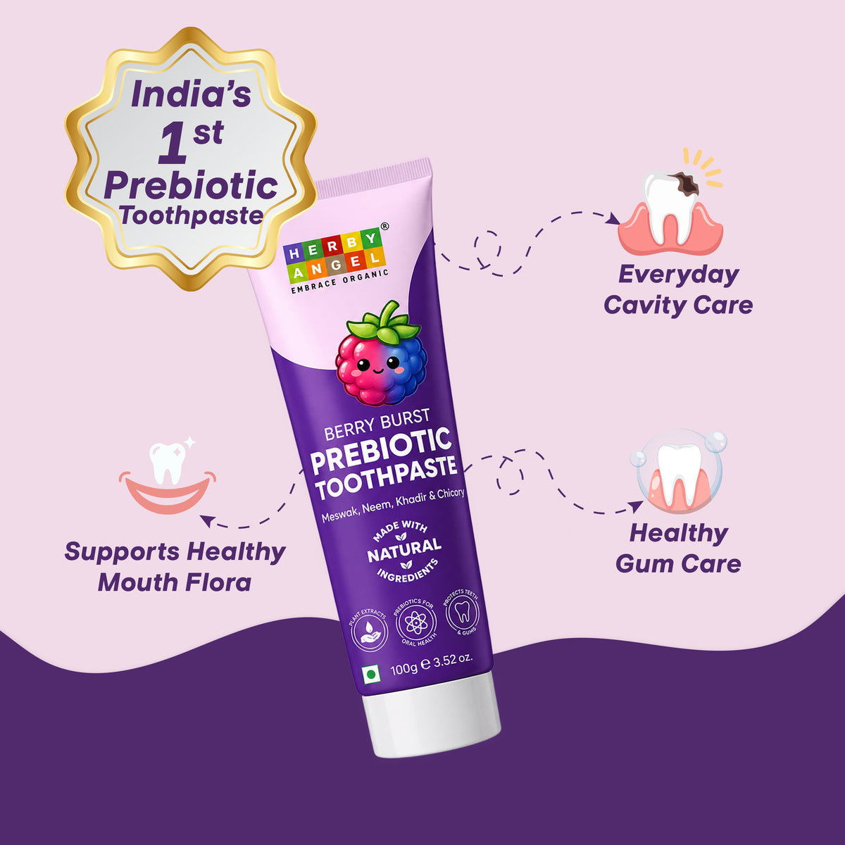 Image 2 of Herby Angel Berry Burst Prebiotic Toothpaste for Kids