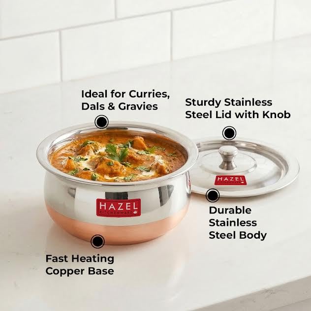Image 4 of HAZEL Copper Bottom Handi Medium 1200 ml with Lid