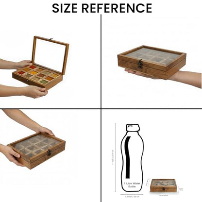 Image 4 of ExclusiveLane Medley of Masalas Wooden Spice Box for Kitchen (12 Detachable Containers, Each Container: 50 gram)