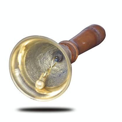 Image 5 of Pure Source India Brass Pooja Bell, With Wood Handle (6.5 Inch, Gold)