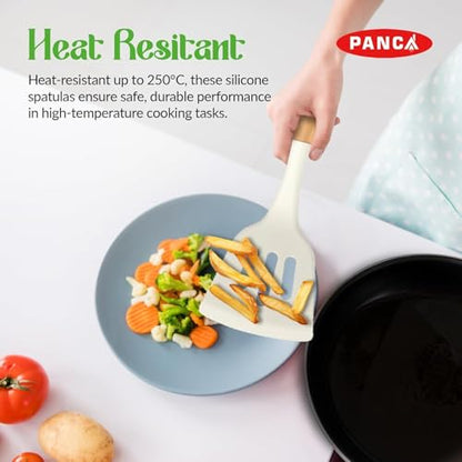 Image 6 of PANCA Silicone Non Stick Spatula Set of 3 with Wooden Handle