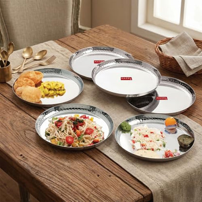 Image 1 of Default Title for the product HAZEL Stainless Steel Lunch Plate 25.5cm Set of 6
