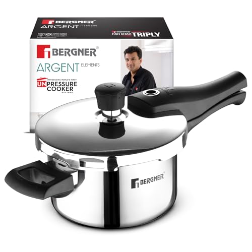 Image 2 of 2.5 Litres for the product BERGNER Argent Elements Triply Stainless Steel Outer Lid Pressure Cooker