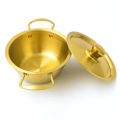 Image 4 of Spillbox Stainless Steel Gold Coated Serving Bowl with Lid (Small)