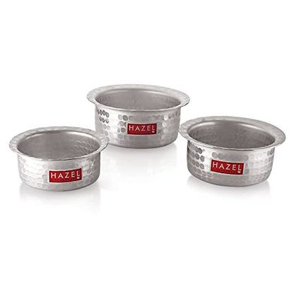 Image 5 of HAZEL Aluminium Hammered Tope Set with Lid Patila Set of 3 (1L, 1.4L & 1.8L)