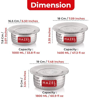 Image 4 of HAZEL Aluminium Tope Set with Lid 1L, 1.4L, 1.8L, 2.2L & 2.75L