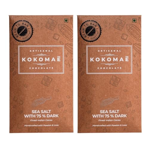 Image 1 of Default Title for the product KOKOMAE 75% Dark Chocolate with Sea Salt Bean-to-Bar (Pack Of 2, 50g Each)