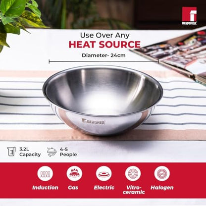 Image 6 of BERGNER TriPro Triply Stainless Steel Cook and Serve Combo of 3 Tasras