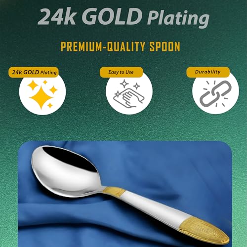 Image 4 of Parage 6 Pieces Stainless Steel 24k Golden Tea Spoons Set, 14 cm Long