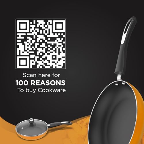 Image 5 of Preethi Dura Collection Non Stick Fry Pan, 24 cm, with Glass Lid, Gas & Induction Compatible, 5 Star Non Stick Effect, Turmeric Yellow