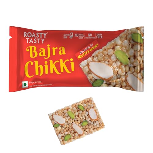 Image 1 of Default Title for the product Roasty Tasty Bajra Chikki | Millet Chikki Bars | Peanut Chikki with Jaggery | Pack of 2 | 20 Pcs | 15g each