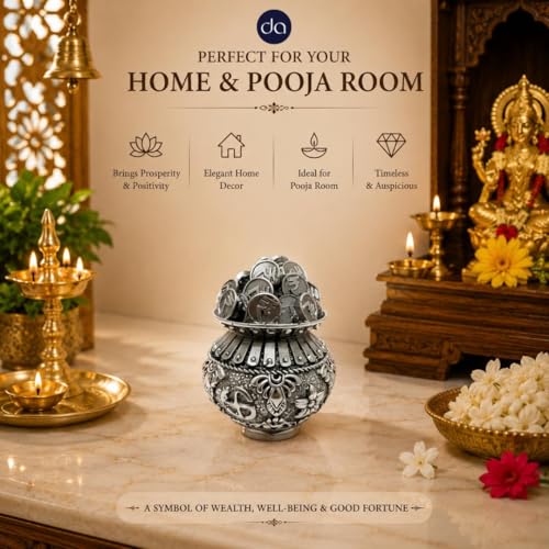 Image 4 of Dev Aastha Silver Plated Kuber Kalash Idol 2.5 Inch